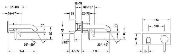 Duravit C.1 baterie lavoar ascuns crom C11070003010