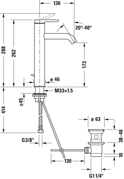 Duravit C.1 baterie lavoar stativ crom C11030001010