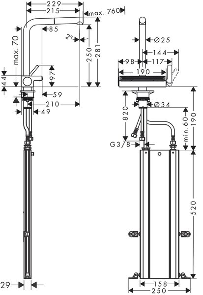 Hansgrohe Aquno Select M81 baterie bucătărie pe picior oţel inoxidabil 73830800