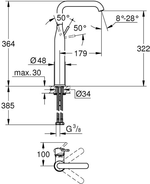 Grohe Essence New baterie lavoar stativ Hard Graphite 32901A01