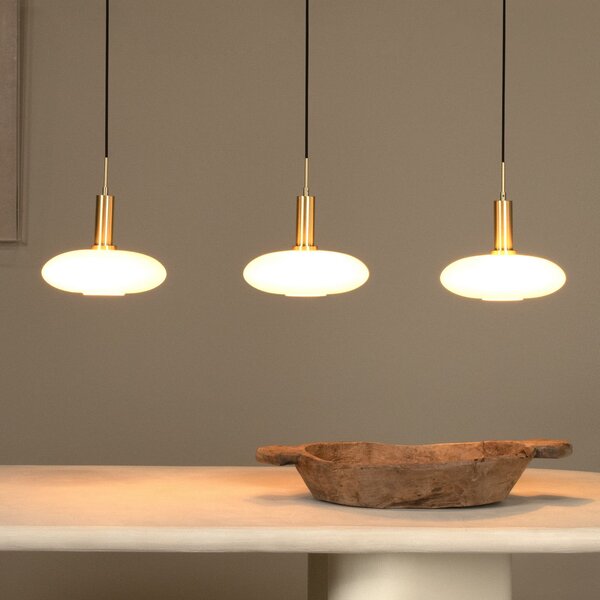 Lucide Singala lampă suspendată din sticlă, Ø 30 cm, 110 opal, 3 becuri, reglabil, Alb, Camera de zi / sufragerie, Sticlă, Modern