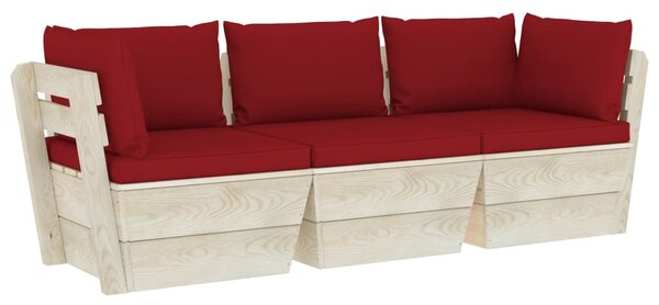 Canapea de grădină din paleți cu perne 3 locuri lemn de molid