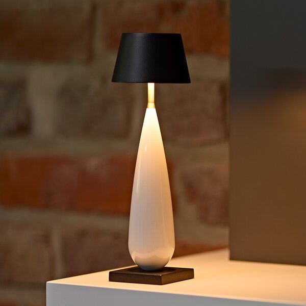 Sigor Lampa de masă cu LED și baterie Thala, alb/negru, IP65, 24 cm, reglabil, Alb, Camera de zi / sufragerie, Aluminiu, Modern