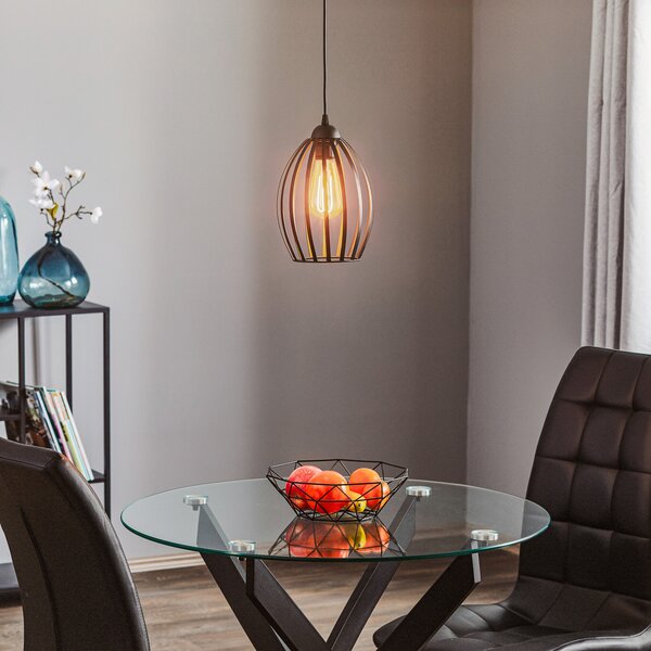 HELAM Lampă suspendată Dali în negru, 1 bec, reglabil, Negru, Camera de zi / sufragerie, Metal, Modern