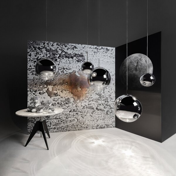 Tom Dixon Lampă suspendată LED Mirror Ball Ø 25 cm crom, reglabil, Metalic, Camera de zi / sufragerie, Plastic, Design