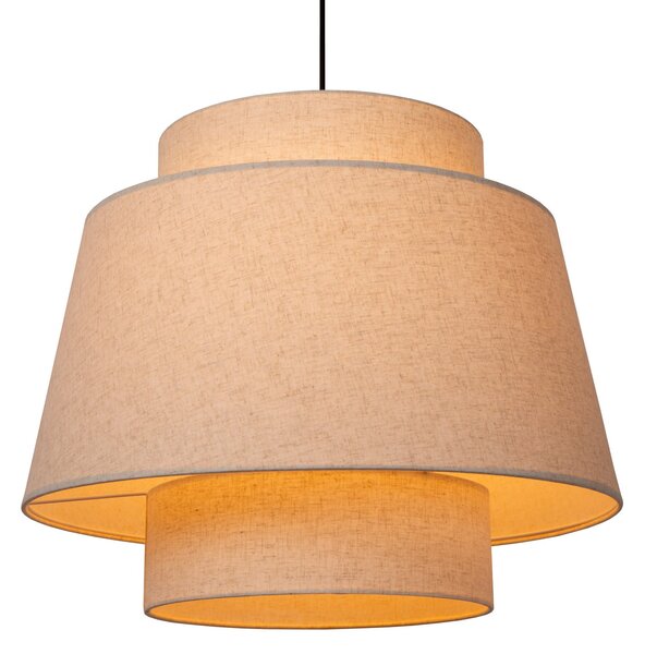Lucide Lampă suspendată Tribute, 1 bec, Ø 60 cm, textil, bej, reglabil, Bej, Camera de zi / sufragerie, Țesătură / Textil