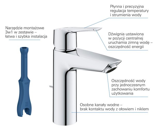 Grohe Start baterie lavoar stativ StarLight Chrome 23552002