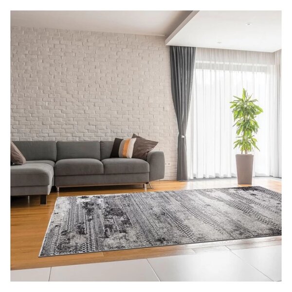 Covor Phoenix model vintage gri-negru 3003-244 Selectează mărime: 060 X 110