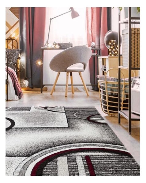 Covor Phoenix model cercuri gri-negru 3025-244 Selectează mărime: 080 X 150