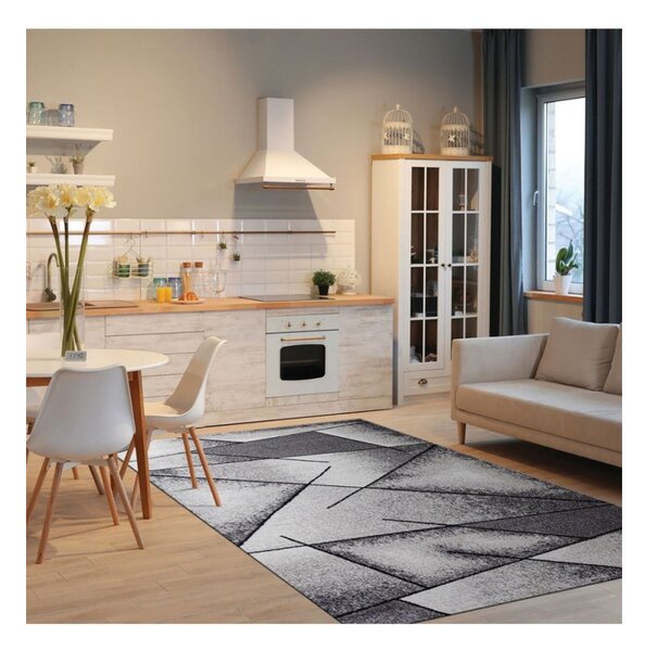 Covor Phoenix design geometric gri-negru 3016-244 Selectează mărime: 060 X 110