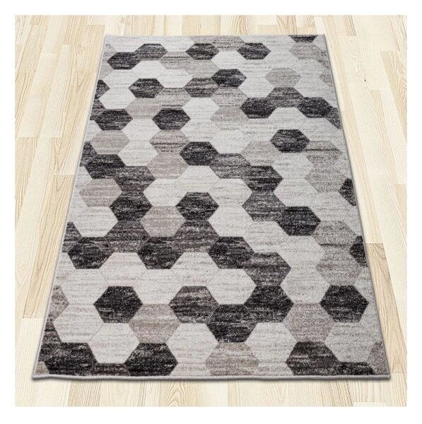 Covor Phoenix design hexagonal gri-negru 3022-244 Selectează mărime: 060 X 110