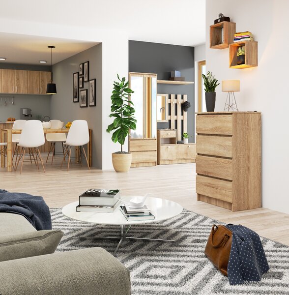 Comodă cu sertare Keanu K60 4SZ (stejar sonoma). Promo -20%. 1151926