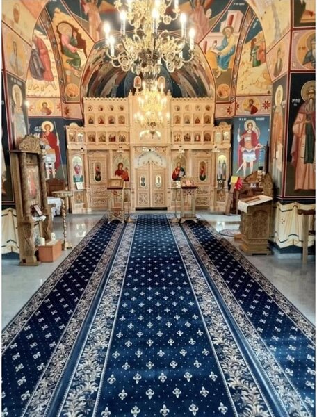 Traversa bisericească albastru crin imperial și lauri Selectează lătime: 060 X