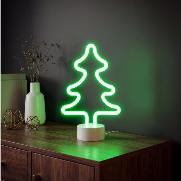Decorațiune de masă LED neon / 2W / 3xAA / USB - Copac