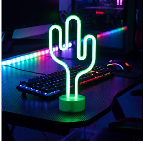 Decorațiune de masă tip neon LED/2W/3xAA USB cactus