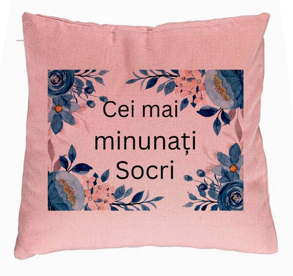 Perna Decorativa pentru Socri 1, 40x40 cm, Roz, Husa Detasabila, Burduf