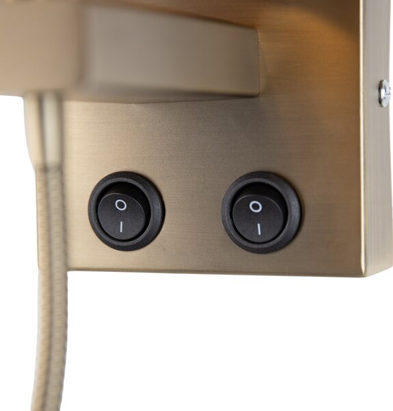 Lampă de perete bronz cu braț flexibil și abajur portocaliu cu interior auriu 18cm - Brescia Combi