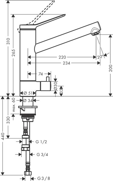 Hansgrohe Zesis M33 baterie bucătărie pe picior crom 74808000