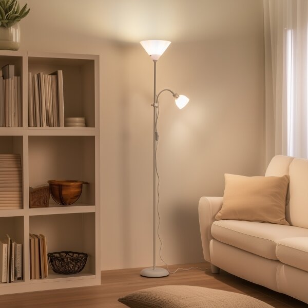 Brilagi - Lampadar ARIANA 1xE27/100W/230V + 1xE14/25W alb