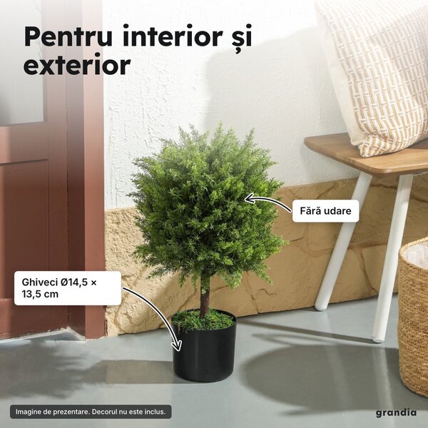 Plantă artificială cedru 55 cm, cu ghiveci negru Ø 14,5 cm