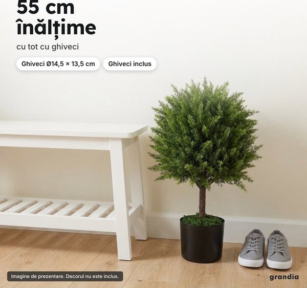 Plantă artificială cedru 55 cm, cu ghiveci negru Ø 14,5 cm