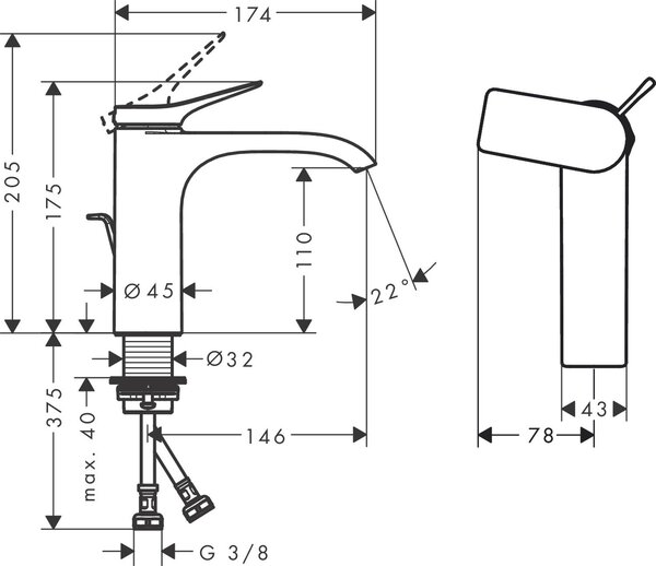 Hansgrohe Vivenis baterie lavoar stativ negru 75023340