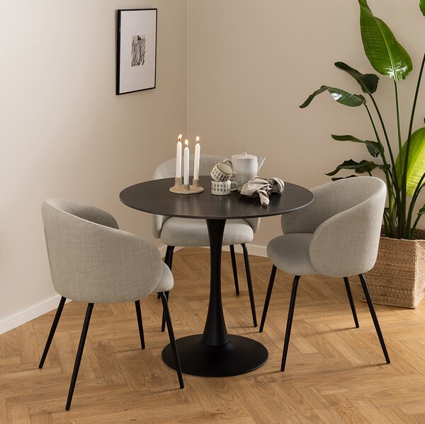 MAZZONI EXPORT CLARA Bej (material Basel 24)/picioare negre - SCAUN MODERN ADÂNC TAPIȚAT PENTRU SALON/LIVING/BIROU LOFT