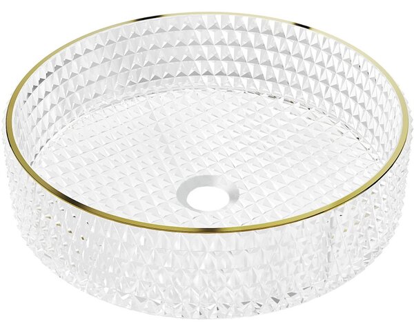 Mexen Aura lavoar pe blat din sticlă 39 x 39 cm, transparent/auriu - 24013905