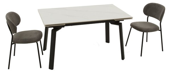 Masă ceramică Sonic White, 140 cm/80 cm și 2 extensii 30 cm
