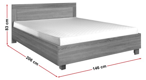 Pat matrimonial 140 cm Camber C23 (stejar sonoma) (cu somieră). Promo -22%. 606042