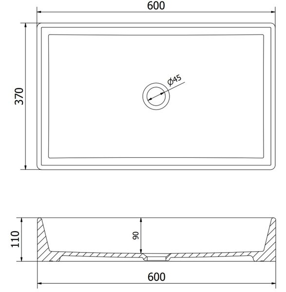 Mexen Goya lavoar deasupra blatului 60 x 37 cm, alb - 22186000