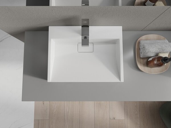 Mexen Ava chiuvetă pe blat din conglomerat 1/O 50 x 38 cm, albă - 23015001