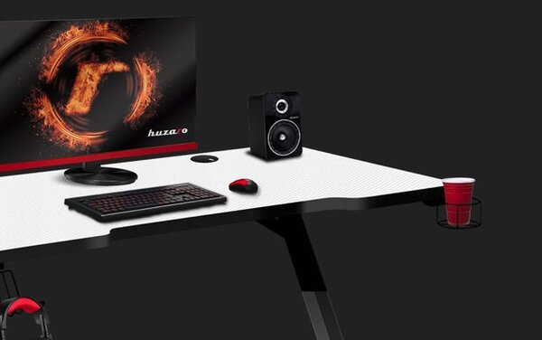 Birou de gaming modern, în culoare albă elegantă