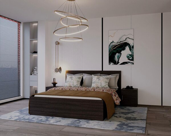 Pat Elis 160x200 cm + Set noptiere, Wenge, Pal 18 mm