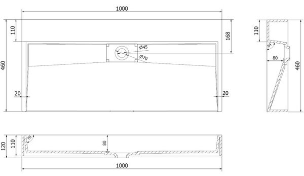 Mexen Ava chiuvetă de blat din conglomerat B/O 100 x 46 cm, albă - 23011000