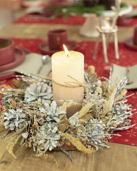 Decoratiune coronita Winter Cone ⌀30cm bej