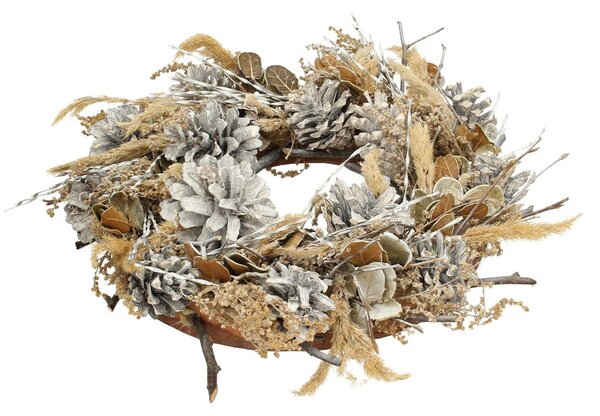 Decoratiune coronita Winter Cone ⌀30cm bej