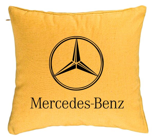Perna Decorativa, Model Mercedes, 40x40 cm, Galben, Husa Detasabila, Burduf