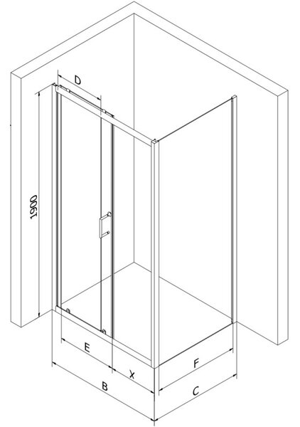 Mexen Apia cabina de duș glisantă 120 x 90 cm, transparent, crom + cădiță plată - 840-120-090-01-00-4010
