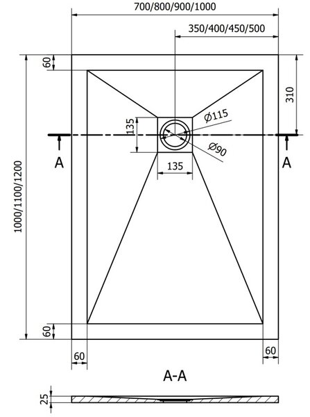 Mexen Stone+ duș din compozit dreptunghiular 120 x 100 cm, alb, capac alb - 44101012-W