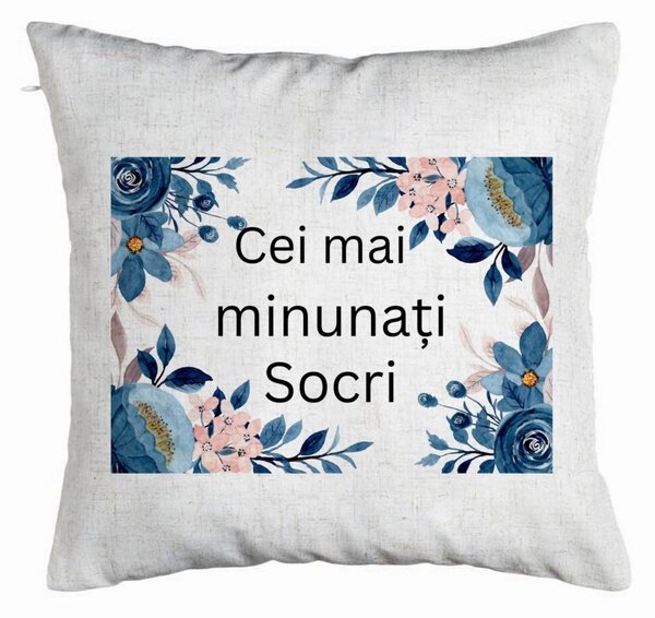 Perna Decorativa pentru Socri 1, 40x40 cm, Alb Murdar, Husa Detasabila, Burduf