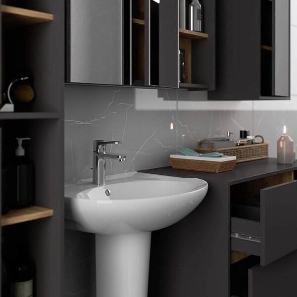 Dulap de baie Vambos W50 2D 6P (grafit + stejar artizanal). Promo -15%. 1152102
