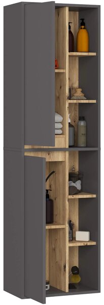 Dulap de baie Vambos W50 2D 6P (grafit + stejar artizanal). Promo -15%. 1152102