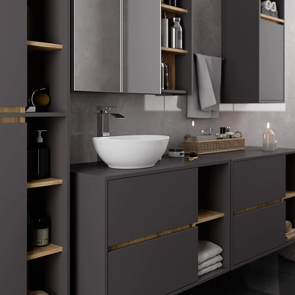 Dulap de baie Vambos W50 2D 6P (grafit + stejar artizanal). Promo -15%. 1152102