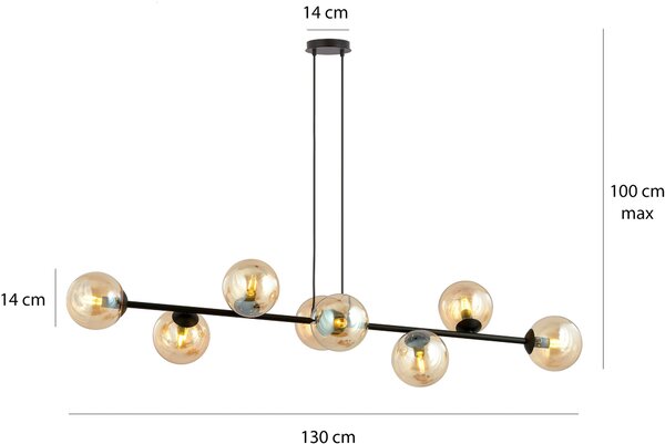 Emibig Rossi lampă suspendată x10 W negru-chihlimbar 876/8