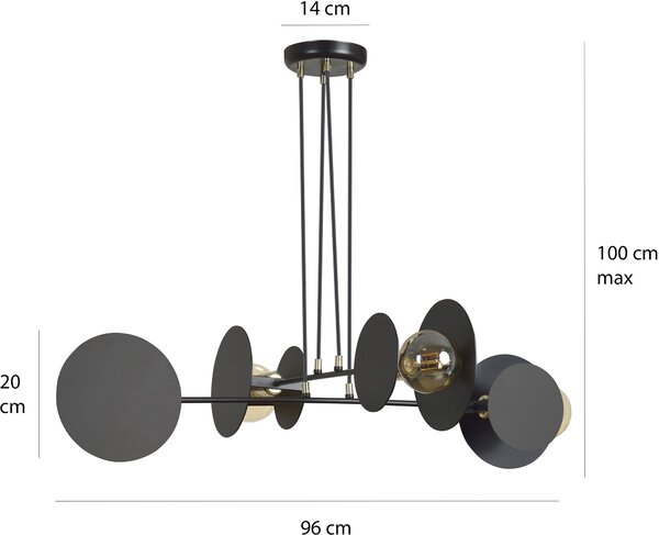 Emibig Idea lampă suspendată 4x15 W negru 792/4