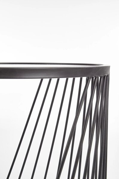 Set 2 masute cafea ANTILLA, transparent/negru, sticla/otel