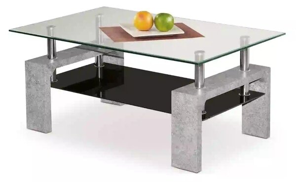 Masuta DIANA INTRO, transparent/gri beton, 100x60x45 cm