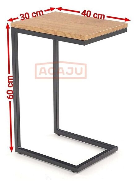 Masuta cafea NISA, negru/stejar auriu, 40x30x60 cm