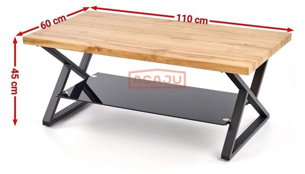 Masuta cafea XENA, negru/stejar natural, 110x60x45 cm